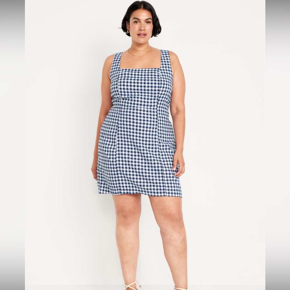NWT Old Navy Square Neck Linen Blend Mini Dress XXL